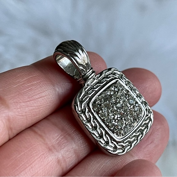 VINTAGE | Pave Clear Crystals Silver Tone Unsigned Pendant Only - Picture 4 of 7